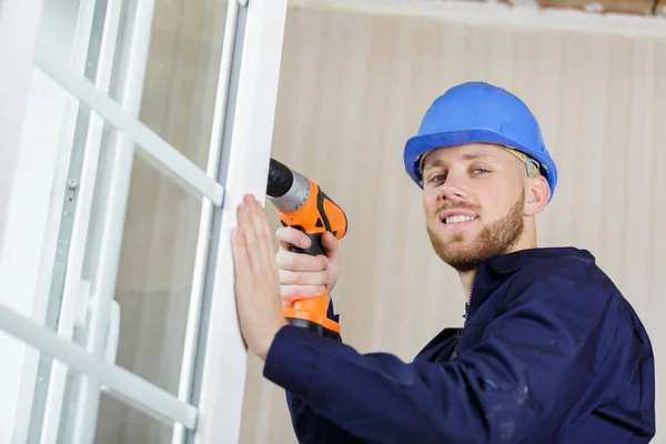 Installazione Riparazione Finestre Plastica — Foto Stock