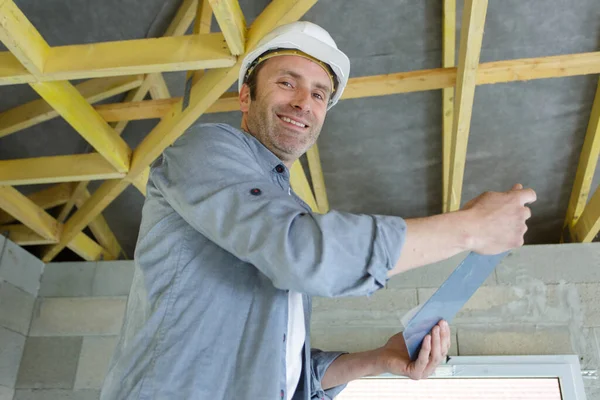 Ritratto Lavoratore Che Lavora Chiuso — Foto Stock