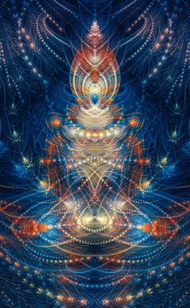 Karmaşık örgülü şekillerden oluşan soyut bir form.