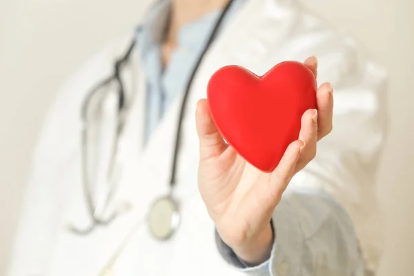 Medical Worker Holding Red Heart Symbol Health Health Care Concept — Stock Photo, Image