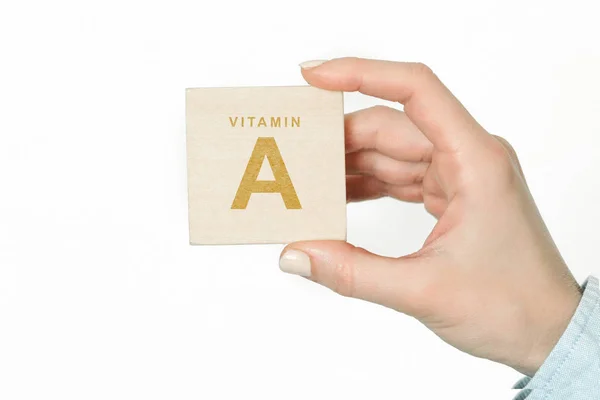 医者の助言だ栄養士や医療従事者は ビタミンAを保持しています記号 健康的なライフスタイルの概念 — ストック写真