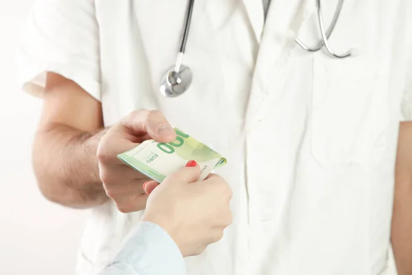 Διαφθορά Της Έννοιας Του Ιατρικού Συστήματος Γιατρός Έλαβε Χρήματα Διαφθοράς — Φωτογραφία Αρχείου