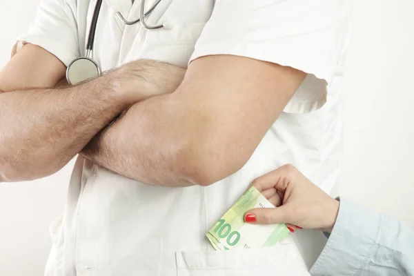 Corruption Medical System Concept Doctor Received Corruption Money — Stock Photo, Image