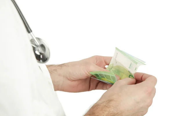 Corruption Medical System Concept Doctor Received Corruption Money — Stock Photo, Image