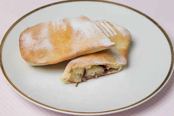 Sweet Pineapple Chocolate Pastry Roll Sugar Icing — Stock Photo, Image