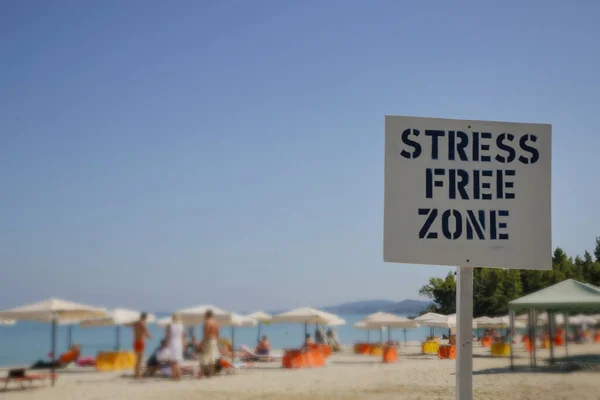 Stressfreies Zome Schild Strand — Stockfoto