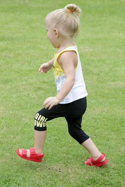 Happy Little Girl Enjying Letni Dzień Parku Dwa Lata Dziewczyna — Zdjęcie stockowe