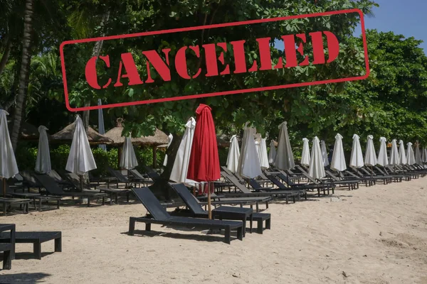 Empty beach during coronavirus lockdown. Coronavirus pandemic crisis. Tourism is entering a great crisis due to the worldwide panic of the Corona Virus