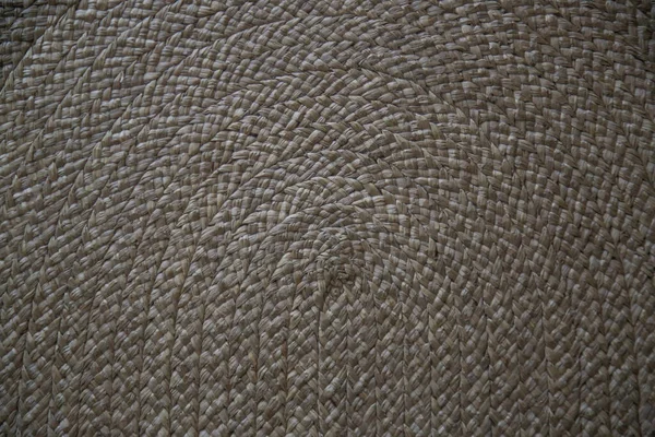 Sfondo Texture Vimini Primo Piano Corda Tessuta Rotonda Tessuta Mano — Foto Stock