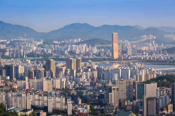 Centrum Seulu, Downtown skyline, Korea Południowa — Zdjęcie stockowe