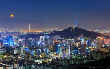Seoul şehir manzarası ve N Seul Kulesi Seoul, Güney Kore