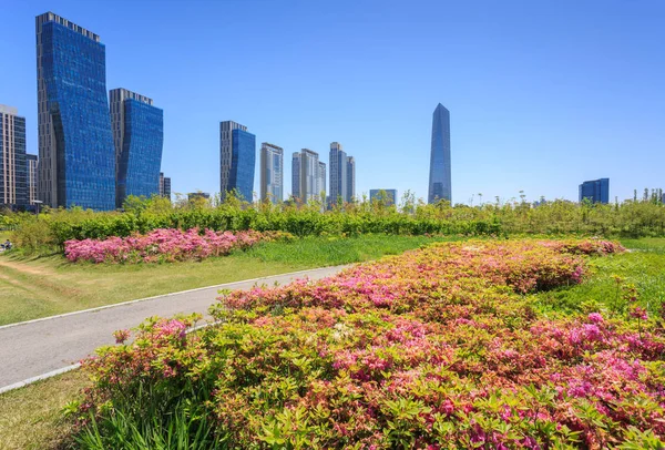 Songdo Central Park no distrito de Songdo, Incheon Coreia do Sul . — Fotografia de Stock