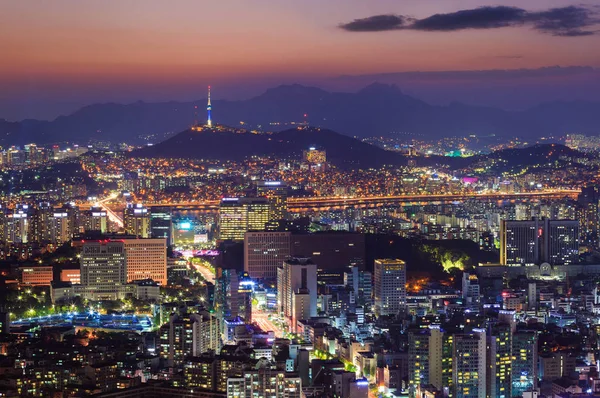 Skyline centro de Seúl, Corea del Sur — Foto de Stock