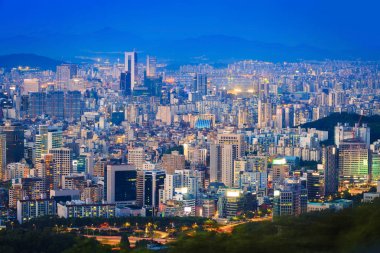 Seoul şehir ve şehir manzarası, gece, Güney Kore