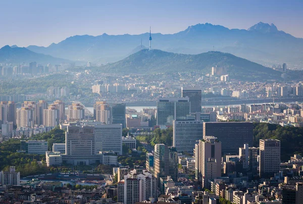 Seoul città e Downtown skyline in Sunset, Corea del Sud — Foto Stock