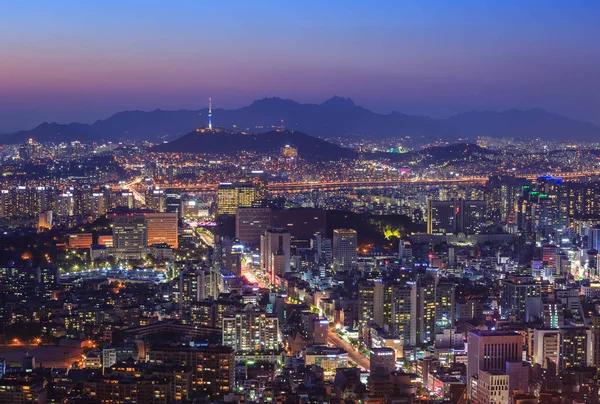 Сеул міста і центру міста skyline на ніч, Південною Кореєю — стокове фото