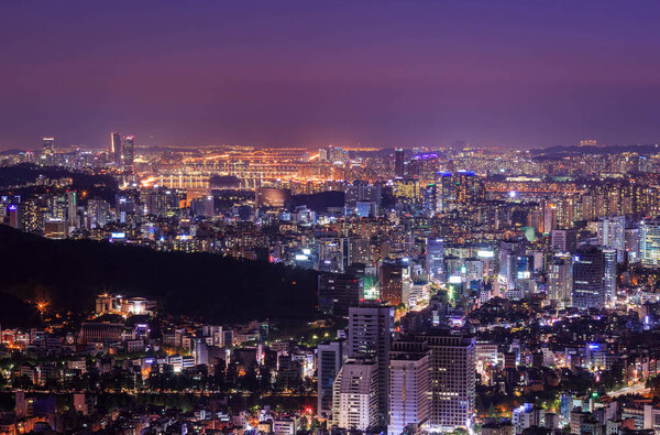 Seoul city and Han river, Downtown skyline, South Korea.