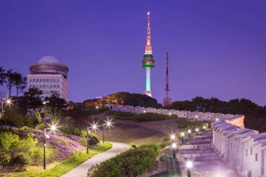 Namsan Park ve N Seul Kulesi gece, Güney Kore
