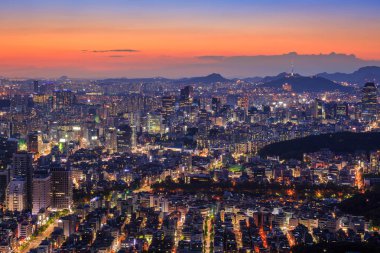 Seoul City, Twilight, Güney Kore.
