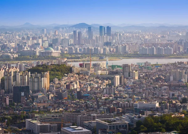Seoul city, skyline der Innenstadt, Südkorea — Stockfoto