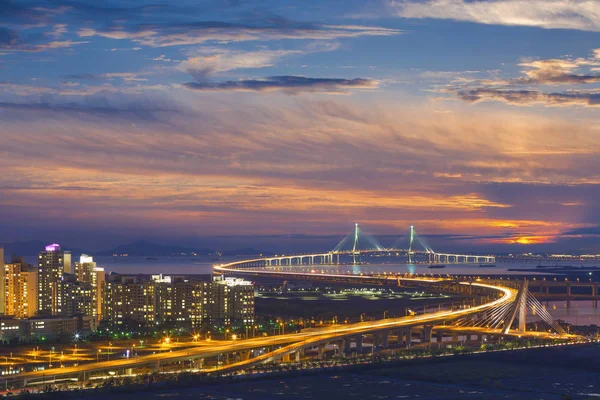 Korea landmark, a híres híd koreai légifelvételek, Inche — Stock Fotó