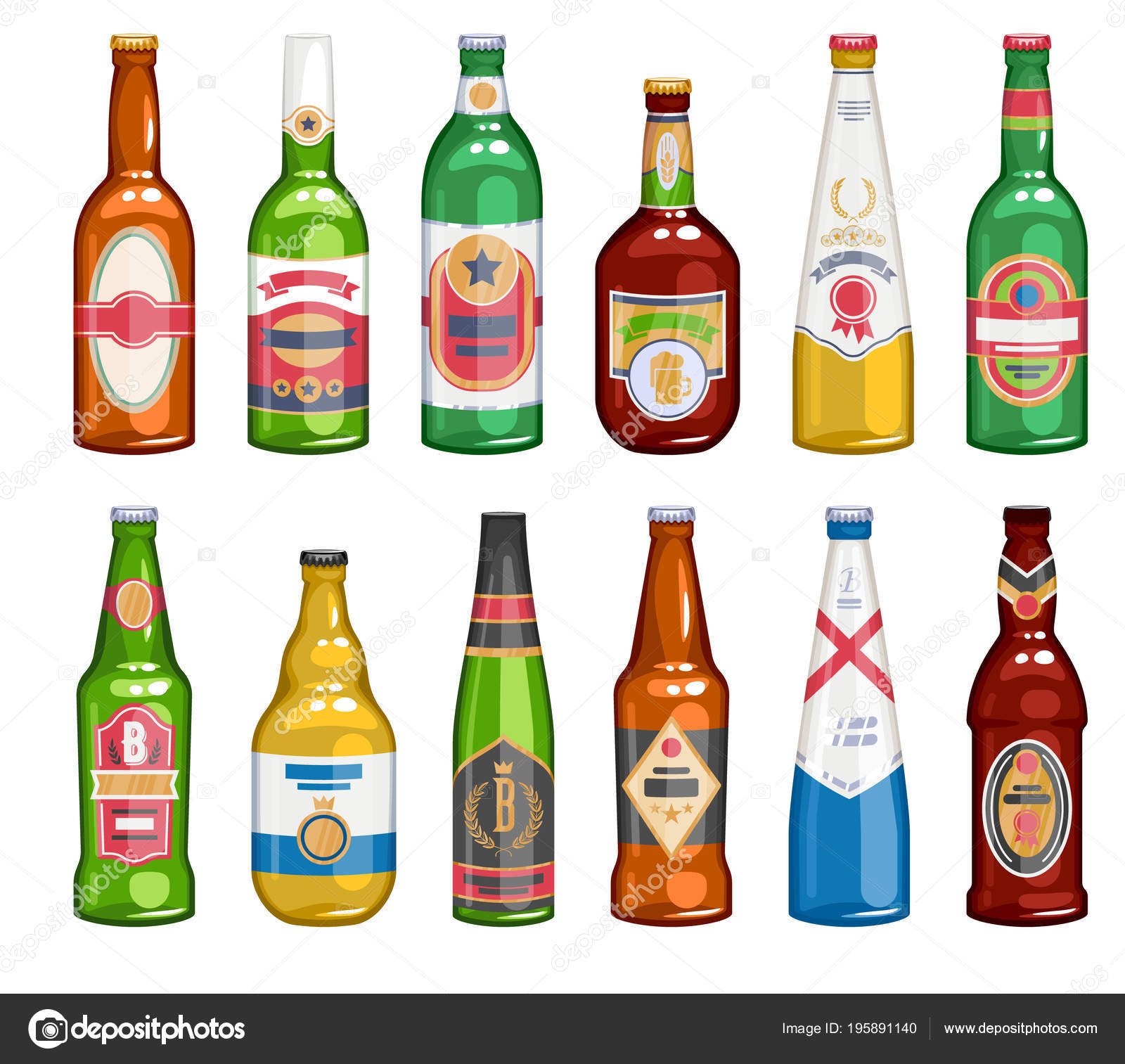 sjæl Hound Station Beer bottles icons set. Stock Vector Image by ©rea_molko #195891140