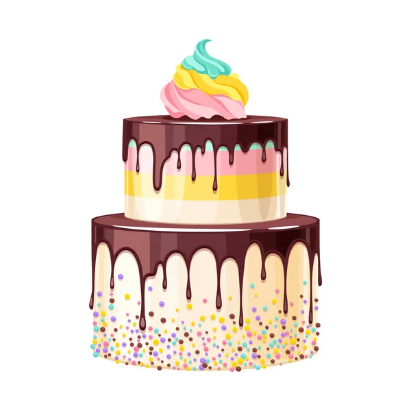 Gateau D Anniversaire Avec Bougie Rose Image Vectorielle Par Rea Molko C Illustration