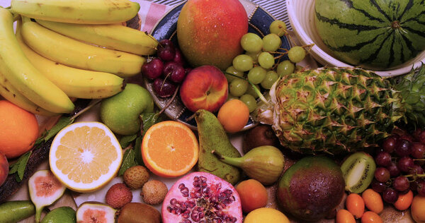 An assortment of fresh, healthy, organic fruits