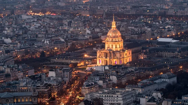 Αεροφωτογραφία από το Hotel des Invalides στο Παρίσι το βράδυ — Φωτογραφία Αρχείου