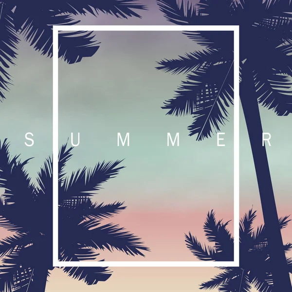 Summer night palm — Stock Vector