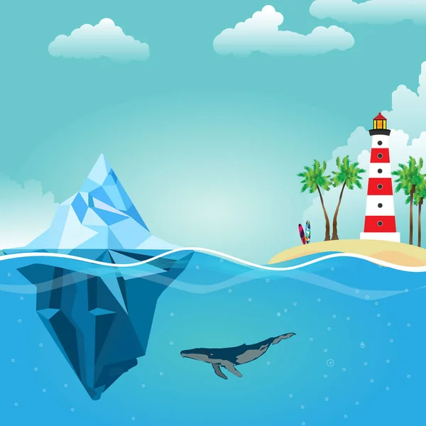 Summer iceberg lighthouse — Stock Vector