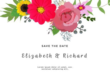 tarihi çiçek yaprakları düğün kartı ve arka plan kaydedin. vektör çizim. EPS 10