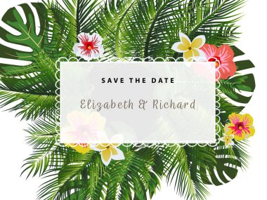 tarihi çiçek yaprakları düğün kartı ve arka plan kaydedin. vektör çizim. EPS 10