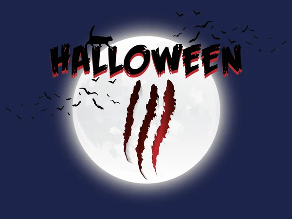 Helloween 月亮猫和10月 — 图库矢量图片