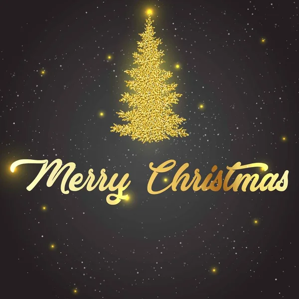 Золотий Текст Чорному Тлі Веселого Різдва Щасливого Нового Року Літерами — стоковий вектор