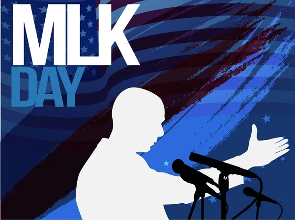Martin Luther King günü el ilanı, başlık sayfası veya poster. Sallayarak ile tatil arka plan bayrak, metin ve ellerini kaldır. Vektör düz illustration.eps 10. eski vintage mikrofon