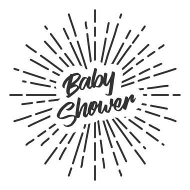 Bebek duş metin tipografi kahverengi hipster Paz yıldız patlaması daire retro vintage tasarımı