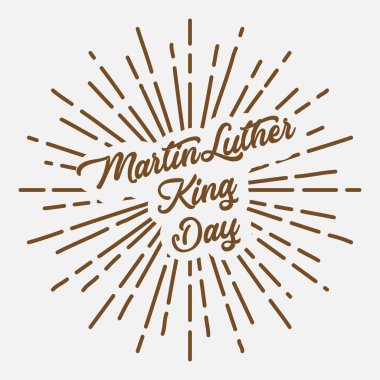 Martin luther king metin tipografi kahverengi güneş yıldız patlaması daire retro vintage tasarım