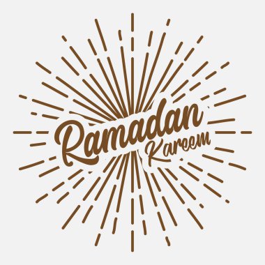 ramadan text typography brown hipster sun starburst circle retro vintage design clipart