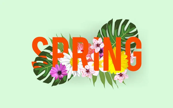 Florales Frühlingsgrafik Design Mit Bunten Blumen Für Shirt Mode Prints — Stockvektor