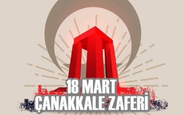 vector illustration. background turkish national holiday of March 18, 1915 the day the Ottomans victory Canakkale Victory Monument .translation: victory of Canakkale happy holiday March 18 1915 clipart
