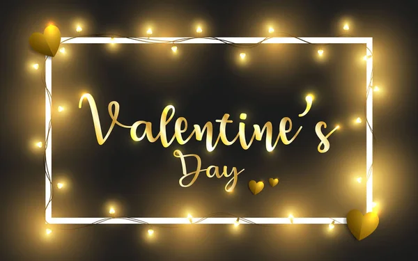 Šťastný Valentýna Vektorové Ilustrace Den Svatého Valentýna Abstraktní Zlaté Srdce — Stockový vektor