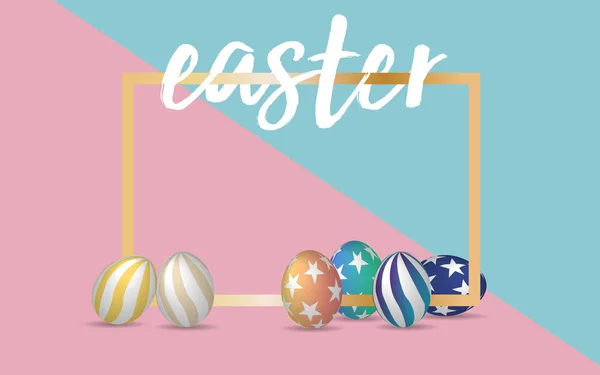 Handrawn Easter Font Easter Eggs Pastel Pink Green Color Palette — Stock Vector