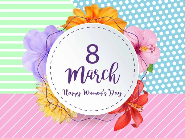 Cartel Internacional Feliz Día Mujer Marzo Tarjeta Felicitación Floral Vector — Archivo Imágenes Vectoriales