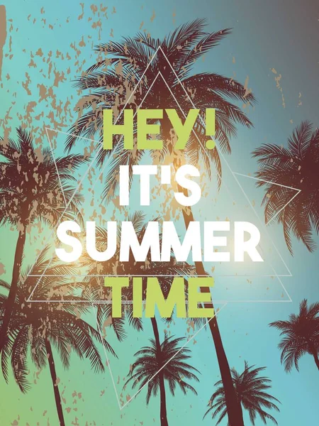 Sommer Kalifornien Tumblr Hintergründe Mit Palmen Himmel Und Sonnenuntergang Sommerplakat — Stockvektor