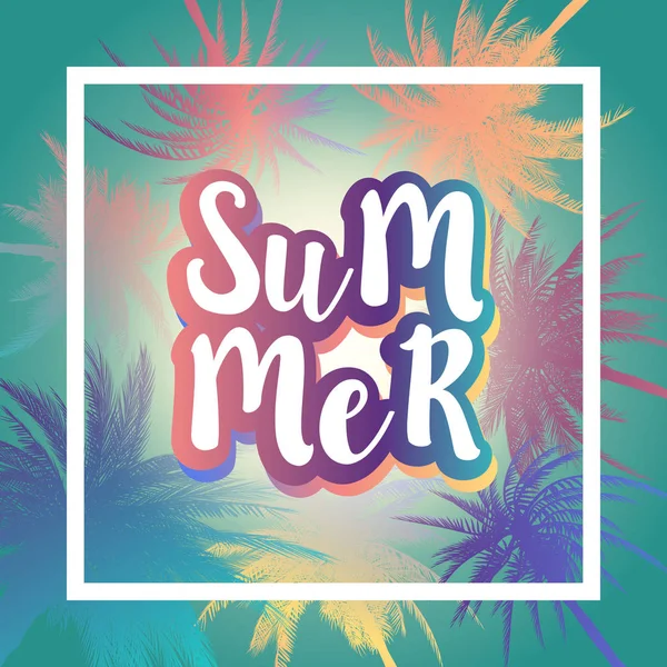 Summer California Tumblr Backgrounds Set Palms Sky Sunset Summer Placard — Stock Vector