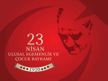 Vektör çizimi cocuk baryrami 23 nisan, Çeviri: Türk 23 Nisan Ulusal egemenlik ve çocuk gün, Türk tatil için grafik tasarım