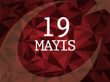 vektör çizim 19 Mayıs Ataturk'u Anma, Genclik ve Spor Bayramiz, Çeviri: 19 Mayıs Atatürk ü anma, gençlik ve Spor Bayramı, tatil, çocuk logosu için grafik tasarım.