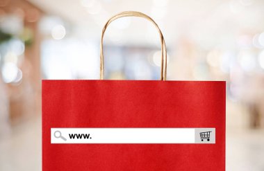 Word www. Arama çubuğu üzerinde alışveriş çantası ve bulanıklık backgro saklamak