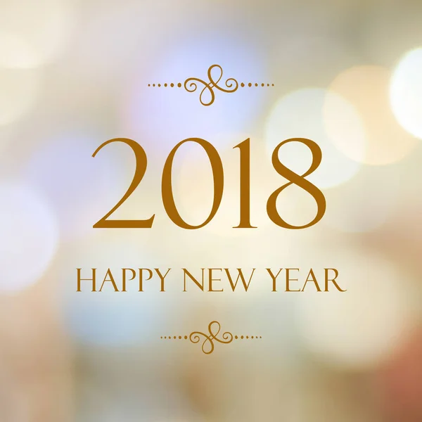 Happy New Year 2018 on abstract blur festive bokeh background, b